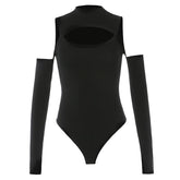 Body de moda para adolescentes con aberturas en blanco y negro